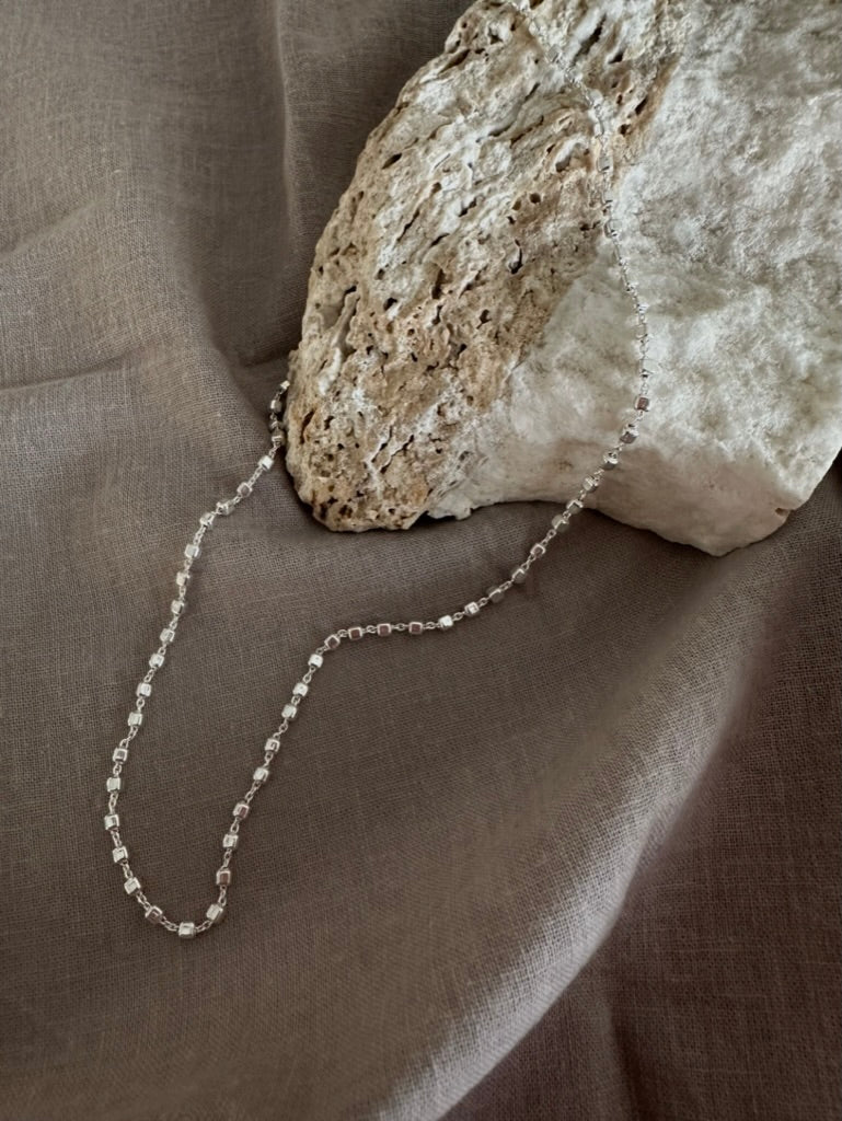 Minimalist Sterling Silver Cube Chain