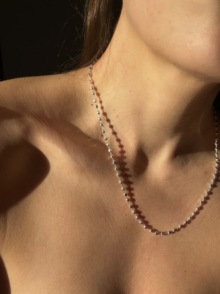 Minimalist Sterling Silver Cube Chain